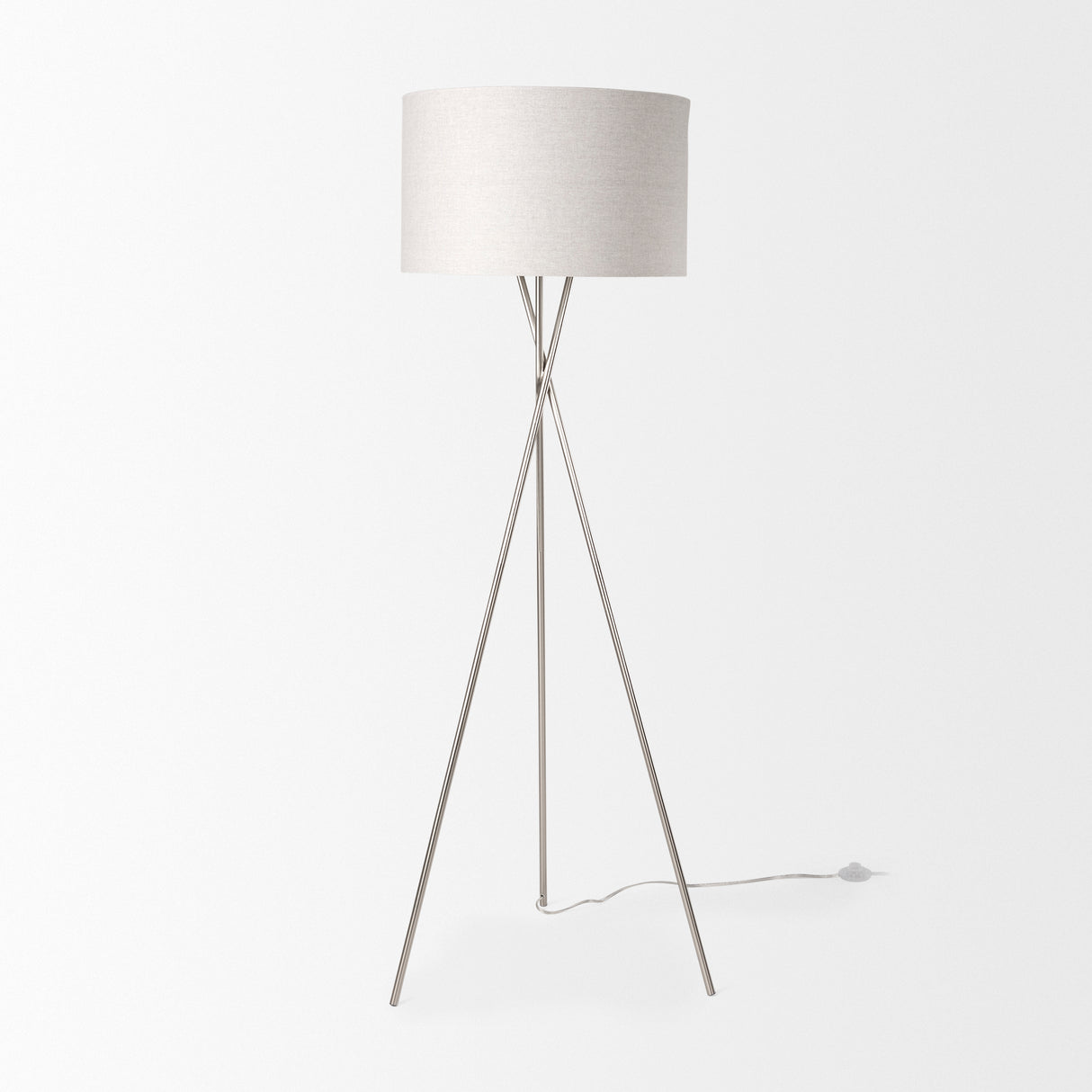 Ambrose 20.0L x 20.0W x 61.8H Silver Metal W/Beige Fabric Shade Floor Lamp from Mercana - Luna Furniture