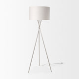 Ambrose 20.0L x 20.0W x 61.8H Silver Metal W/Beige Fabric Shade Floor Lamp from Mercana - Luna Furniture