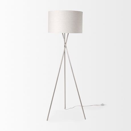 Ambrose 20.0L x 20.0W x 61.8H Silver Metal W/Beige Fabric Shade Floor Lamp from Mercana - Luna Furniture