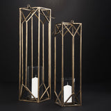 Ivy Small Gold Metal Geometric Cage Candle Holder Lantern from Mercana - Luna Furniture