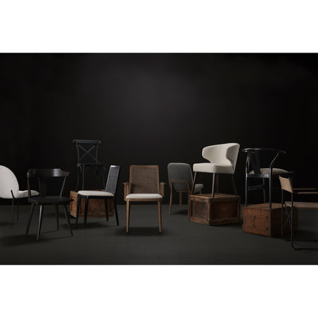 Clara Black Wood W/ Cream Fabric Seat and Cane Back Armless Dining Chair, Set of 2 from Mercana - Luna Furniture