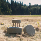 Bina 24.0L x 24.0W x 14.0H Light Gray 4 Legged Wool Stool from Mercana - Luna Furniture