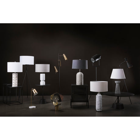 Quinn 18.0L x 18.0W x 28.8H Navy Base W/Beige Fabric Shade Table Lamp from Mercana - Luna Furniture