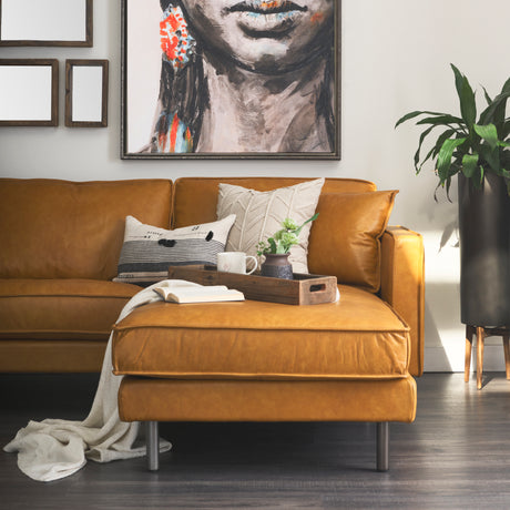 D'Arcy 111"L x 70"D x 33"H Tan Leather Right Chaise Sectional from Mercana - Luna Furniture