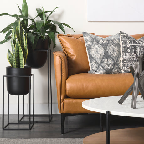 Lake Como 85.8L x 36.6W x 32.3H Tan Leather Three Seater Sofa from Mercana - Luna Furniture