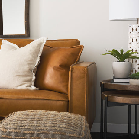 D'Arcy 111"L x 70"D x 33"H Tan Leather Left Chaise Sectional from Mercana - Luna Furniture