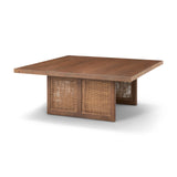 Grier 42" Square Medium Brown Solid Wood w/ Cane Coffee Table from Mercana - Luna Furniture