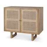 Grier 36" Light Brown Wood w/ Cane 2 Door Accent Cabinet from Mercana - Luna Furniture