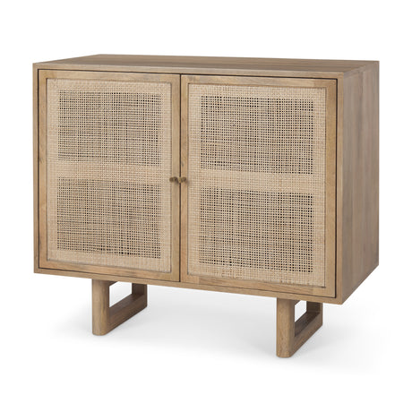 Grier 36" Light Brown Wood w/ Cane 2 Door Accent Cabinet from Mercana - Luna Furniture