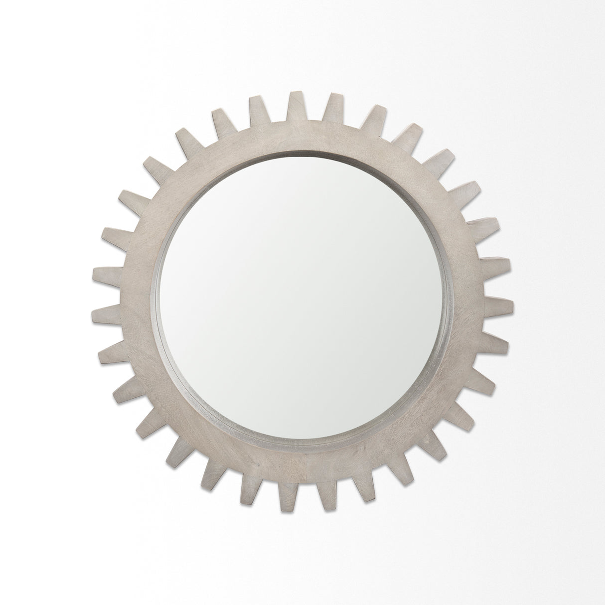 Sundance Cog 26" Round Grey Wood Frame Mirror from Mercana - Luna Furniture