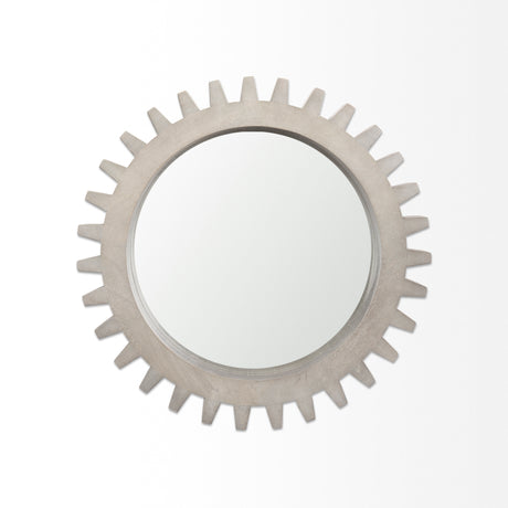 Sundance Cog 26" Round Grey Wood Frame Mirror from Mercana - Luna Furniture