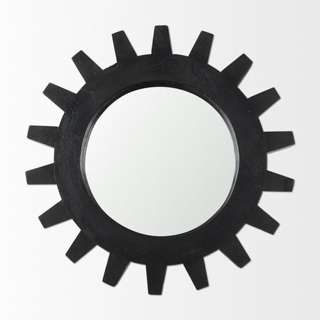 Sundance Cog 17" Round Black Wood Frame Mirror from Mercana - Luna Furniture