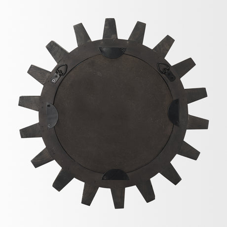 Sundance Cog 17" Round Black Wood Frame Mirror from Mercana - Luna Furniture
