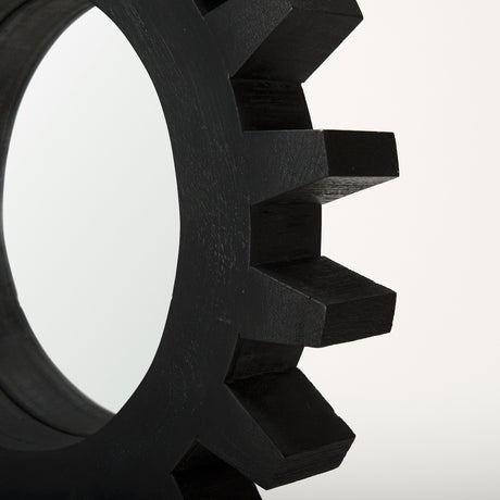 Sundance Cog 17" Round Black Wood Frame Mirror from Mercana - Luna Furniture