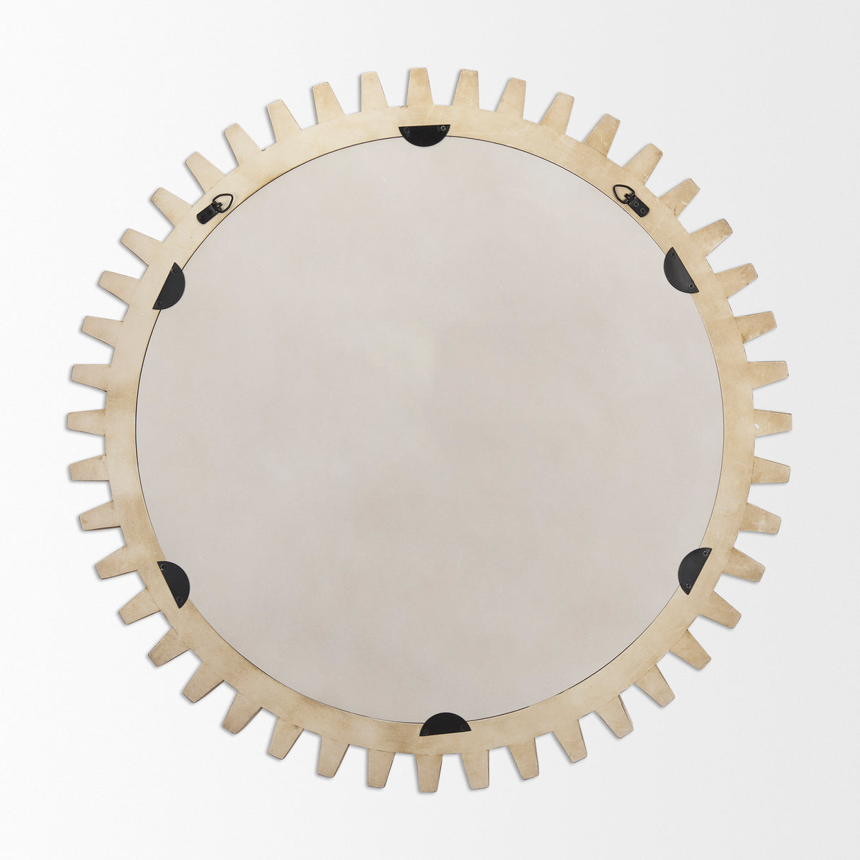 Cog Mirror 35" Round Natural Wood Frame Mirror from Mercana - Luna Furniture