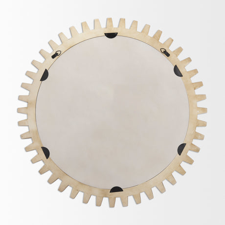 Cog Mirror 35" Round Natural Wood Frame Mirror from Mercana - Luna Furniture