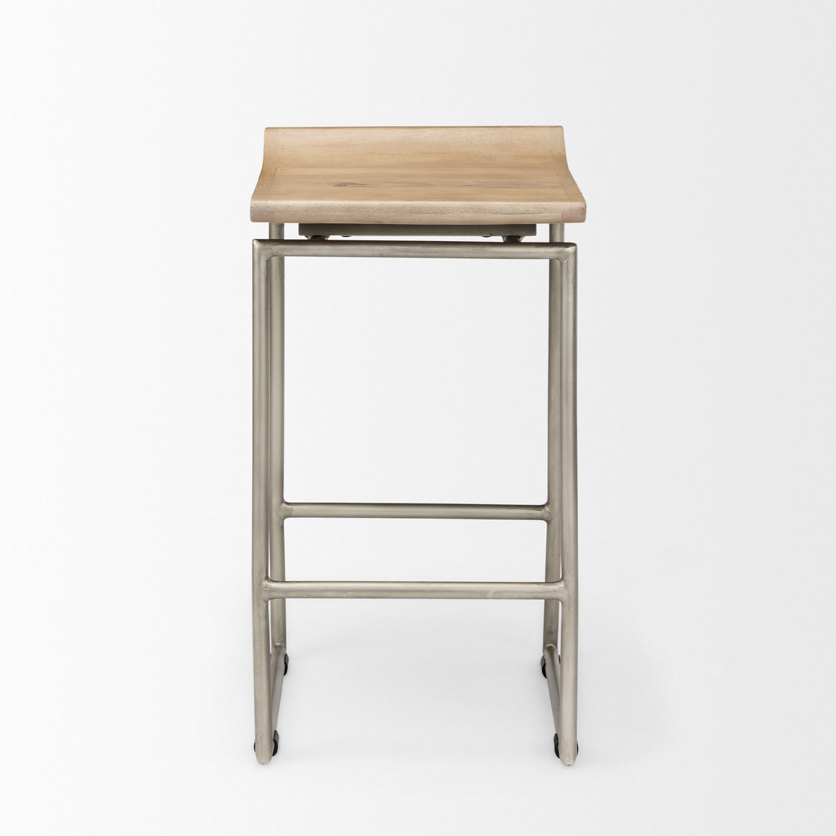 Givens 25.8"H Seat Height Brown Wood W/Silver Metal Frame Counterstool from Mercana - Luna Furniture