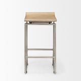 Givens 25.8"H Seat Height Brown Wood W/Silver Metal Frame Counterstool from Mercana - Luna Furniture