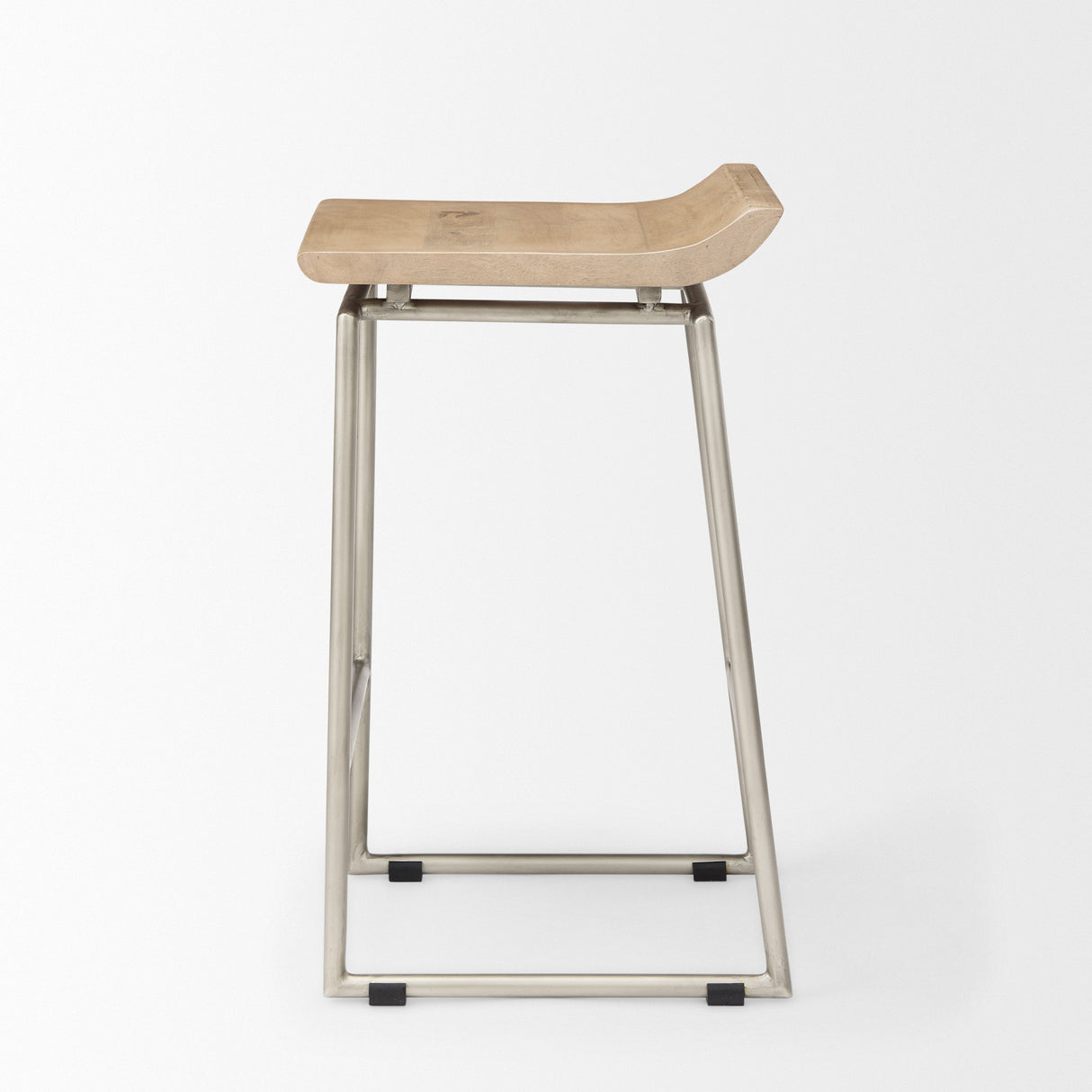 Givens 25.8"H Seat Height Brown Wood W/Silver Metal Frame Counterstool from Mercana - Luna Furniture