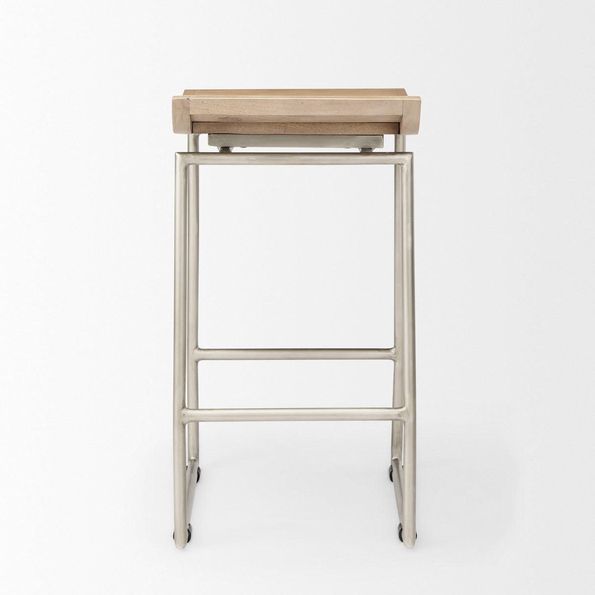 Givens 25.8"H Seat Height Brown Wood W/Silver Metal Frame Counterstool from Mercana - Luna Furniture