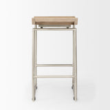 Givens 25.8"H Seat Height Brown Wood W/Silver Metal Frame Counterstool from Mercana - Luna Furniture