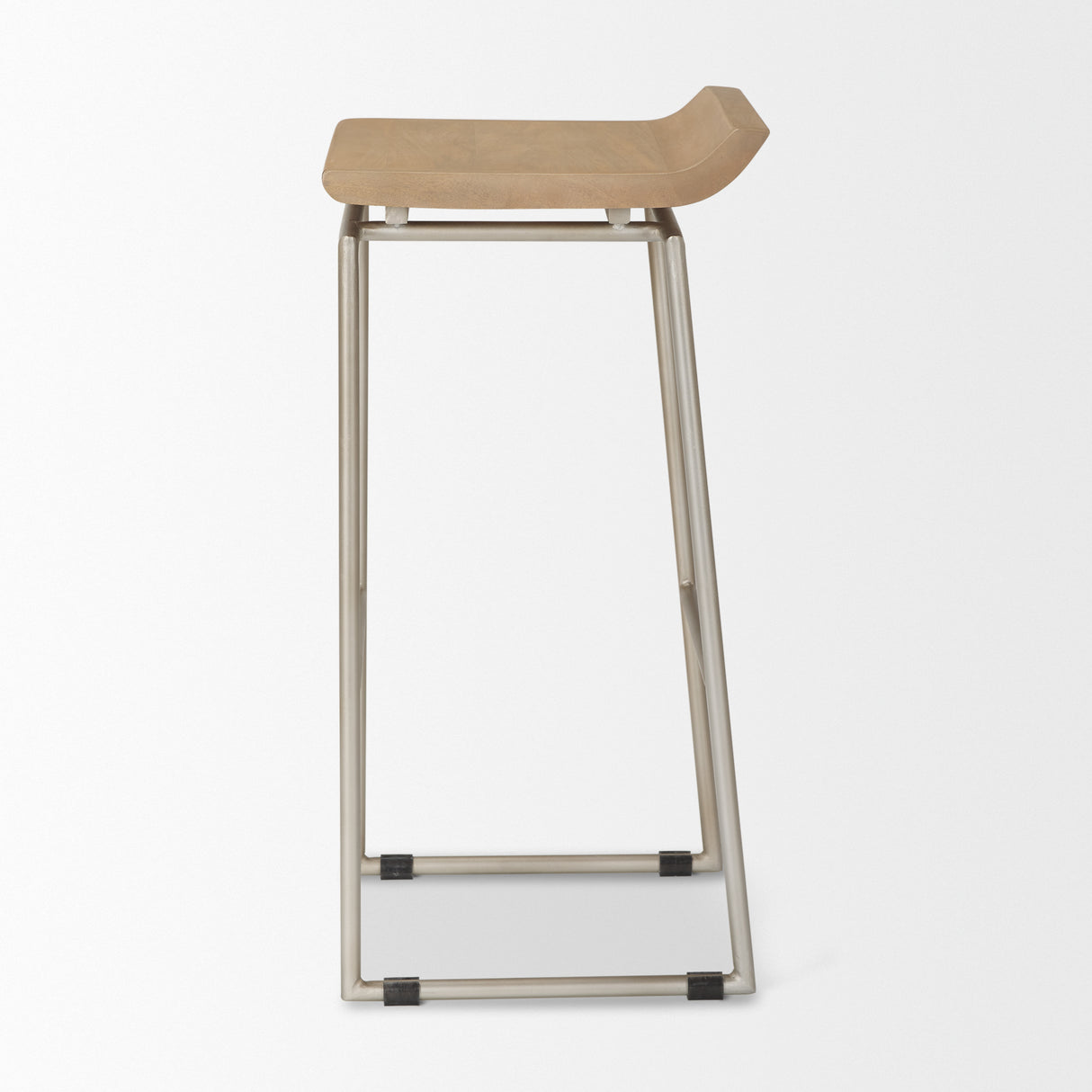 Givens 31.8"H Seat Height Brown Wood W/Silver Metal Frame Barstool from Mercana - Luna Furniture