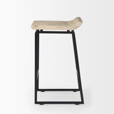 Givens 25.8"H Seat Height Natural Wood W/Black Metal Counter Stool from Mercana - Luna Furniture