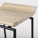 Givens 25.8"H Seat Height Natural Wood W/Black Metal Counter Stool from Mercana - Luna Furniture