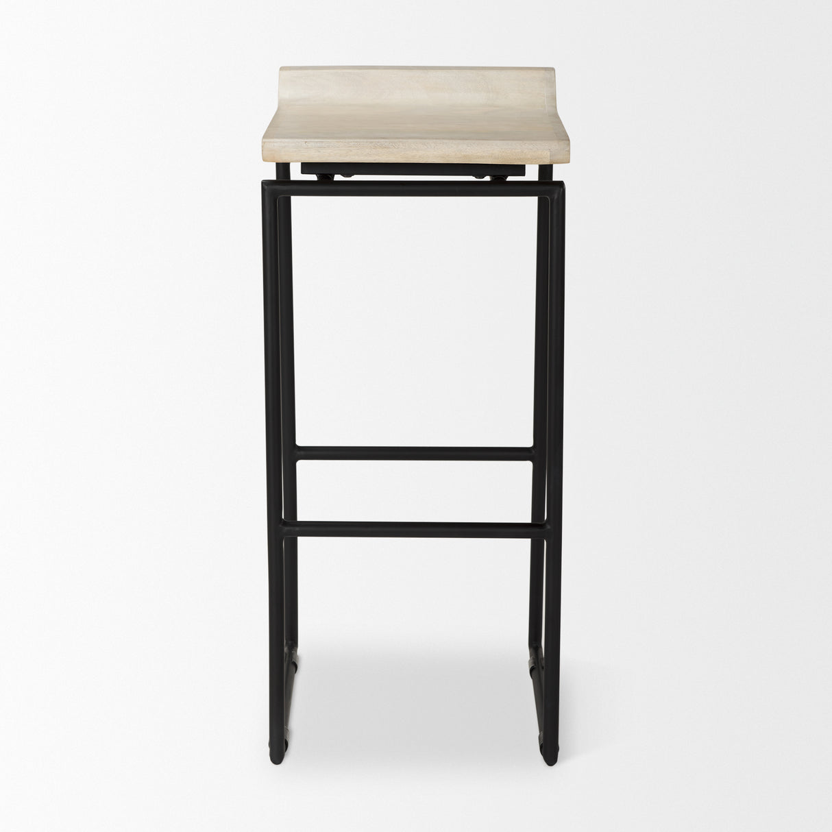Givens 31.8"H Seat Height Natural Wood W/Black Metal Frame Bar Stool from Mercana - Luna Furniture