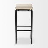 Givens 31.8"H Seat Height Natural Wood W/Black Metal Frame Bar Stool from Mercana - Luna Furniture
