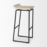 Givens 31.8"H Seat Height Natural Wood W/Black Metal Frame Bar Stool from Mercana - Luna Furniture