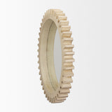 Cog Mirror 35" Round Natural Wood Frame Mirror from Mercana - Luna Furniture