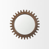Cog Mirror 26" Round Brown Wood Frame Mirror from Mercana - Luna Furniture