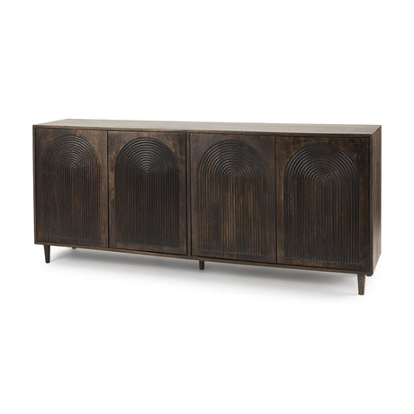 Tucker Dark Brown w/ Carved Arch Pattern 4 Door Sideboard from Mercana - Luna Furniture