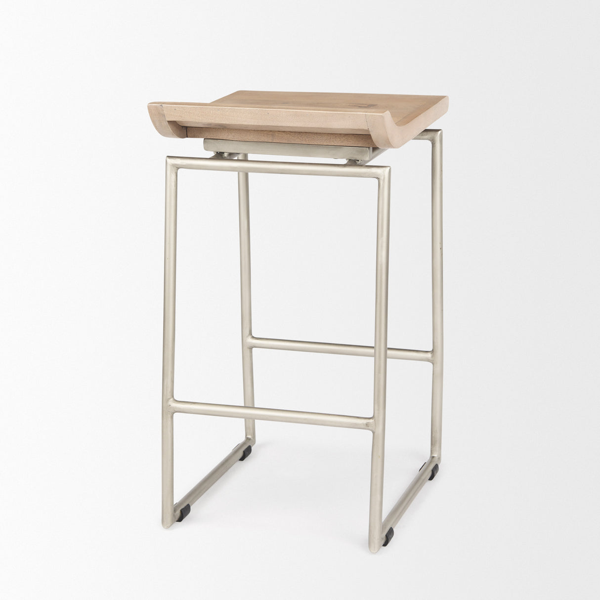 Givens 25.8"H Seat Height Brown Wood W/Silver Metal Frame Counterstool from Mercana - Luna Furniture
