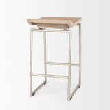 Givens 25.8"H Seat Height Brown Wood W/Silver Metal Frame Counterstool from Mercana - Luna Furniture
