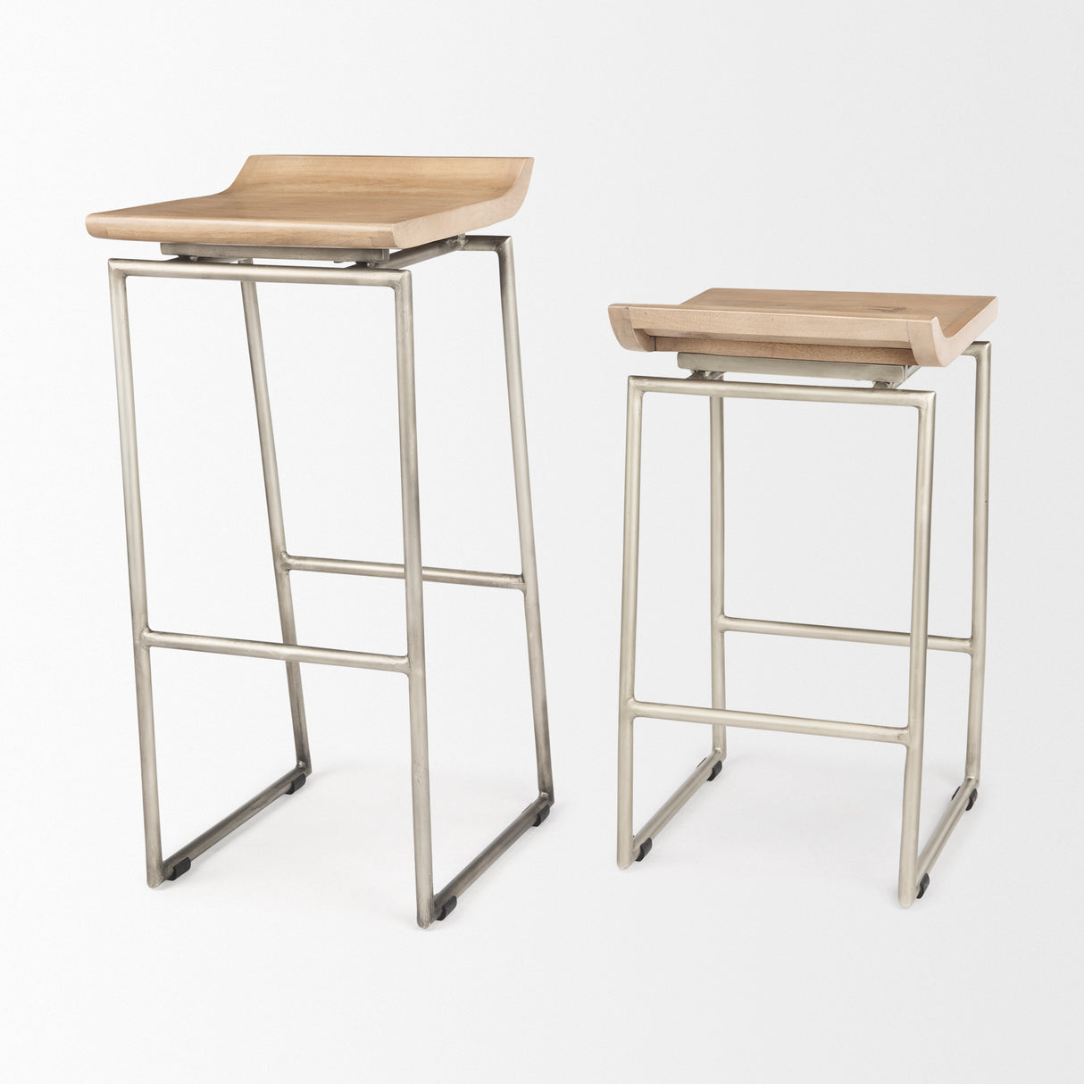 Givens 25.8"H Seat Height Brown Wood W/Silver Metal Frame Counterstool from Mercana - Luna Furniture