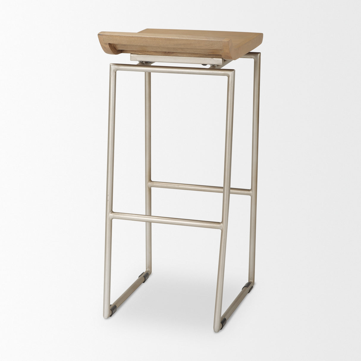 Givens 31.8"H Seat Height Brown Wood W/Silver Metal Frame Barstool from Mercana - Luna Furniture