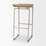 Givens 31.8"H Seat Height Brown Wood W/Silver Metal Frame Barstool from Mercana - Luna Furniture
