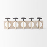 Cambie 29.0L x 6.0W x 9.0H Natural Wood W/Black Metal Candle Holders from Mercana - Luna Furniture