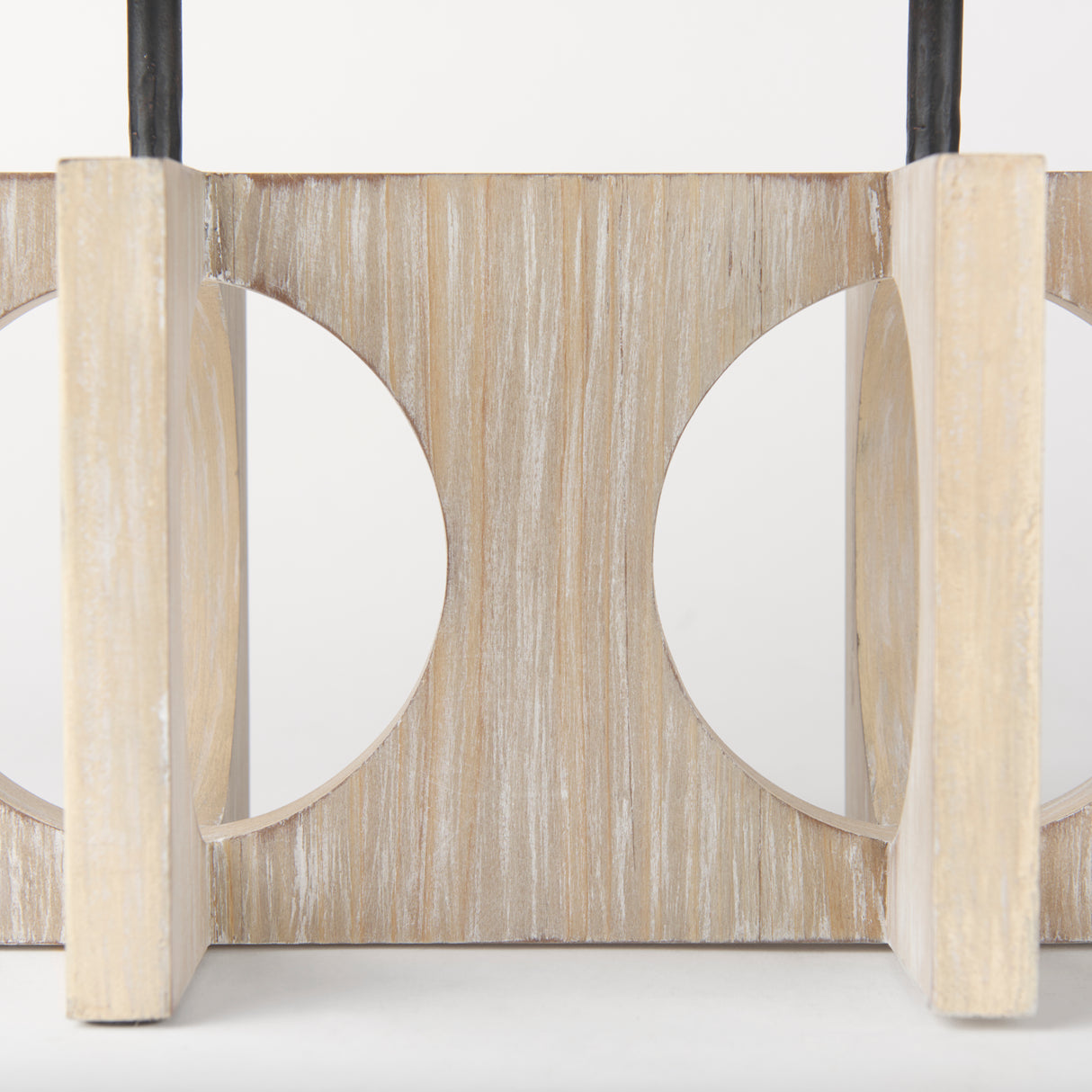Cambie 29.0L x 6.0W x 9.0H Natural Wood W/Black Metal Candle Holders from Mercana - Luna Furniture