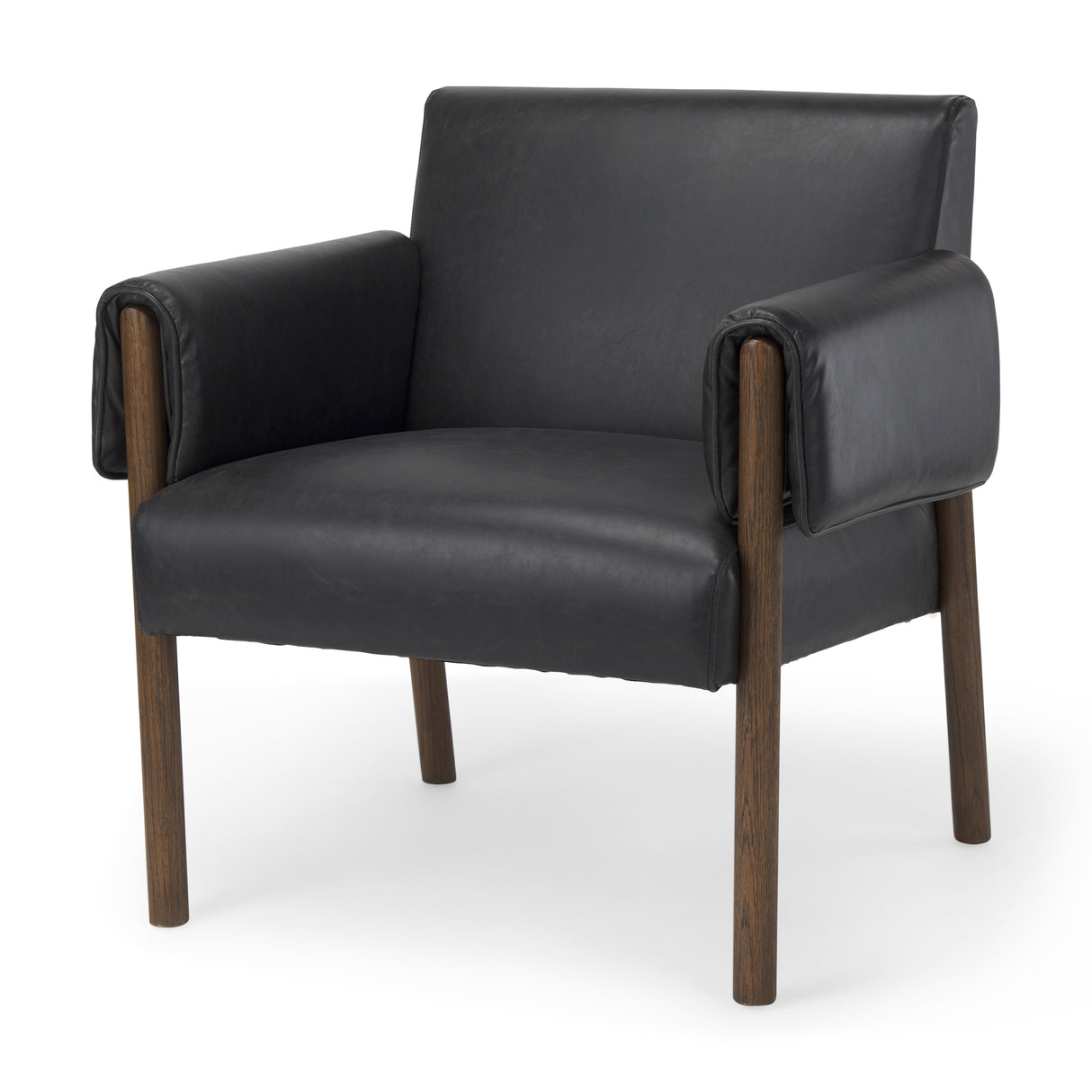 Ashton Black Vegan Leather w/ Dark Brown Wood Accent Chair from Mercana - Luna Furniture