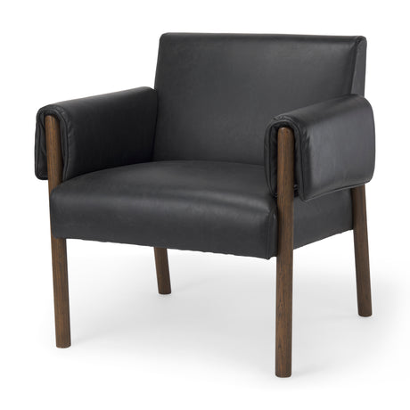 Ashton Black Vegan Leather w/ Dark Brown Wood Accent Chair from Mercana - Luna Furniture