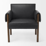 Ashton Black Vegan Leather w/ Dark Brown Wood Accent Chair from Mercana - Luna Furniture