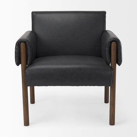 Ashton Black Vegan Leather w/ Dark Brown Wood Accent Chair from Mercana - Luna Furniture