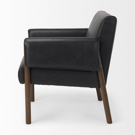 Ashton Black Vegan Leather w/ Dark Brown Wood Accent Chair from Mercana - Luna Furniture