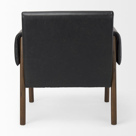 Ashton Black Vegan Leather w/ Dark Brown Wood Accent Chair from Mercana - Luna Furniture