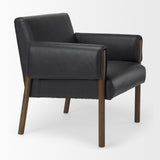Ashton Black Vegan Leather w/ Dark Brown Wood Accent Chair from Mercana - Luna Furniture