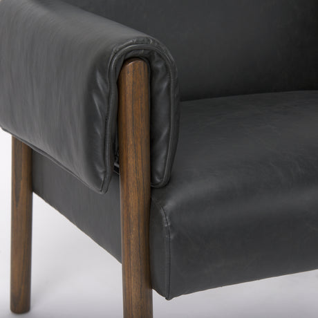 Ashton Black Vegan Leather w/ Dark Brown Wood Accent Chair from Mercana - Luna Furniture