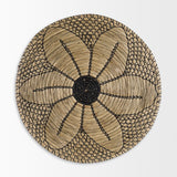 Mekhi 24.0L x 24.0W x 3.5 Light Brown Seagrass W/Black String Round Wall Hanging Plate from Mercana - Luna Furniture